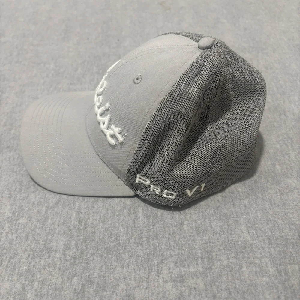 Titleist Golf Hat Grey Mesh Performance Cap FootJoy Pro V1  S/M Deep Back